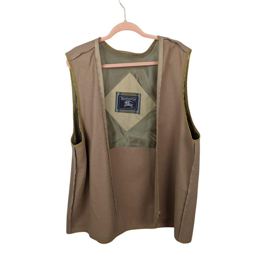 Burberrys of London Vintage Mens 100% Wool‎ Zip In Vest Liner only Tan Khaki 54